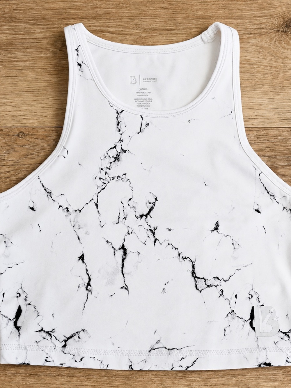 Buffbunny Collection Marble Print High Neck Sports Bra Crop Top Small Athleisure